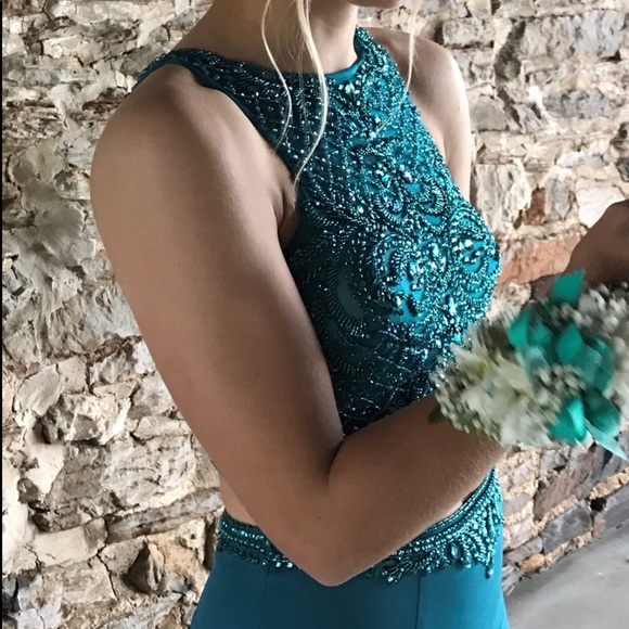 Teal Prom Dress - Picture 2 of 3